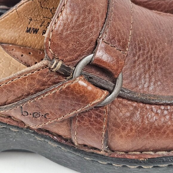 Born B O C Clogs Womens Size 7M Brown Leather Slip On Comfort Mules Shoes - Picture 6 of 10